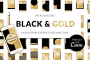 Black & Gold Insta Stories for Canva