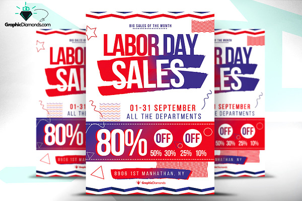 Labor Day Sale Flyer + Ad Banner Se