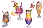 Watercolor exotic drink cocktail PNG