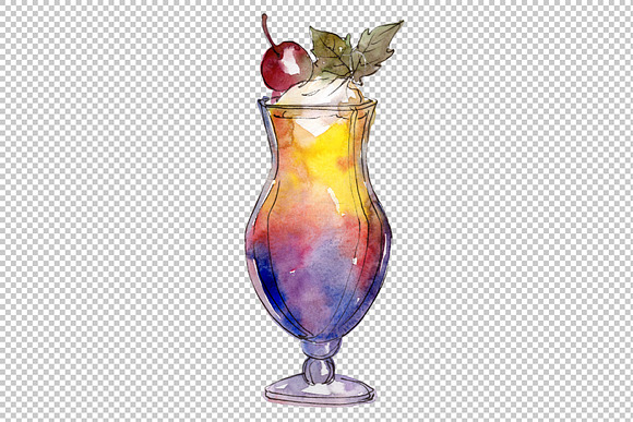 Watercolor exotic drink cocktail PNG in Illustrations - product preview 1