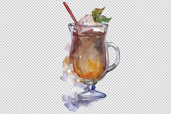 Watercolor exotic drink cocktail PNG in Illustrations - product preview 2