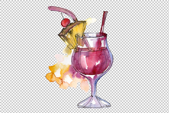 Watercolor exotic drink cocktail PNG in Illustrations - product preview 4