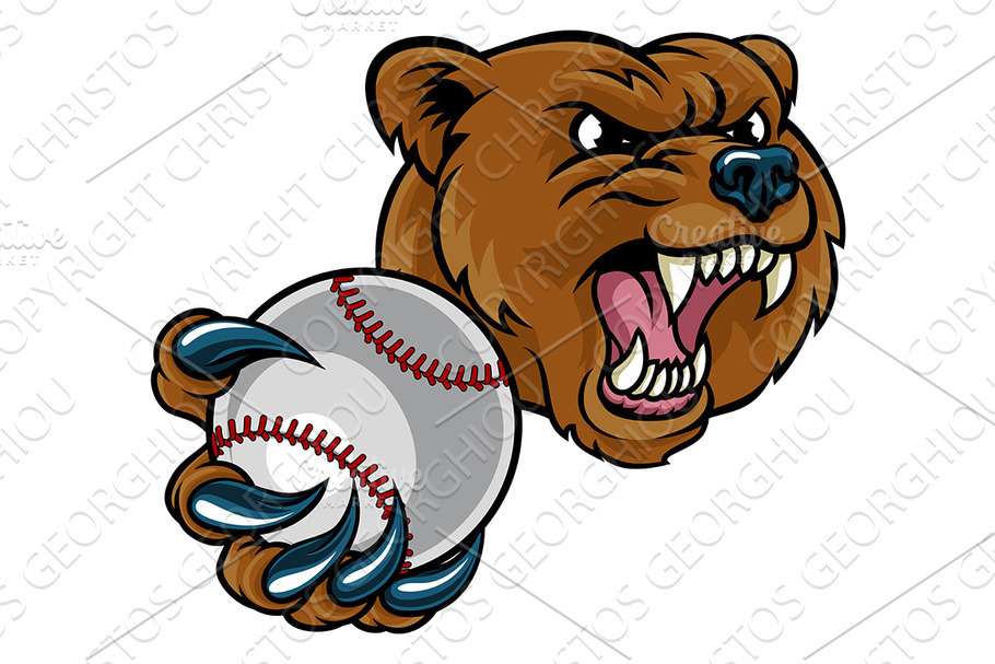 Bear Holding Baseball Ball in Illustrations - product preview 8