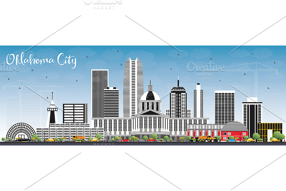 Oklahoma City Skyline  in Illustrations - product preview 8