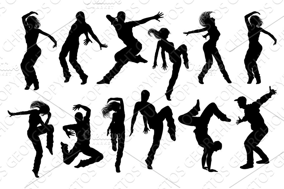 Street Dance Dancer Silhouettes in Illustrations - product preview 8