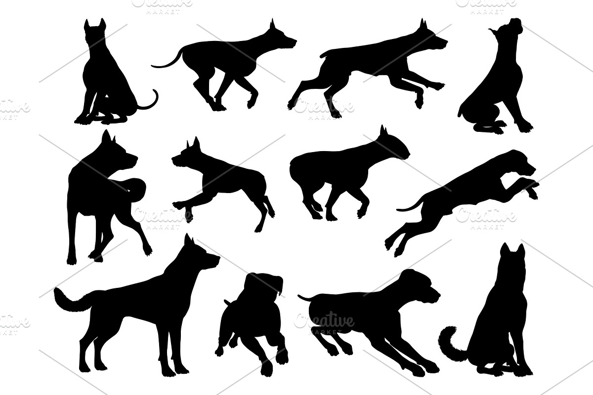 Dog Silhouettes Animal Set in Illustrations - product preview 8