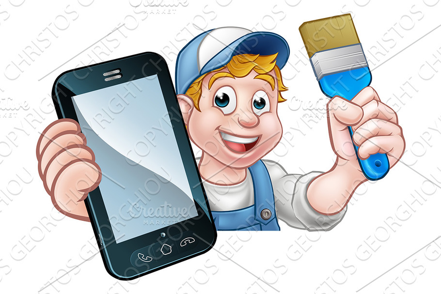 Painter Decorator Handyman Phone in Illustrations - product preview 8