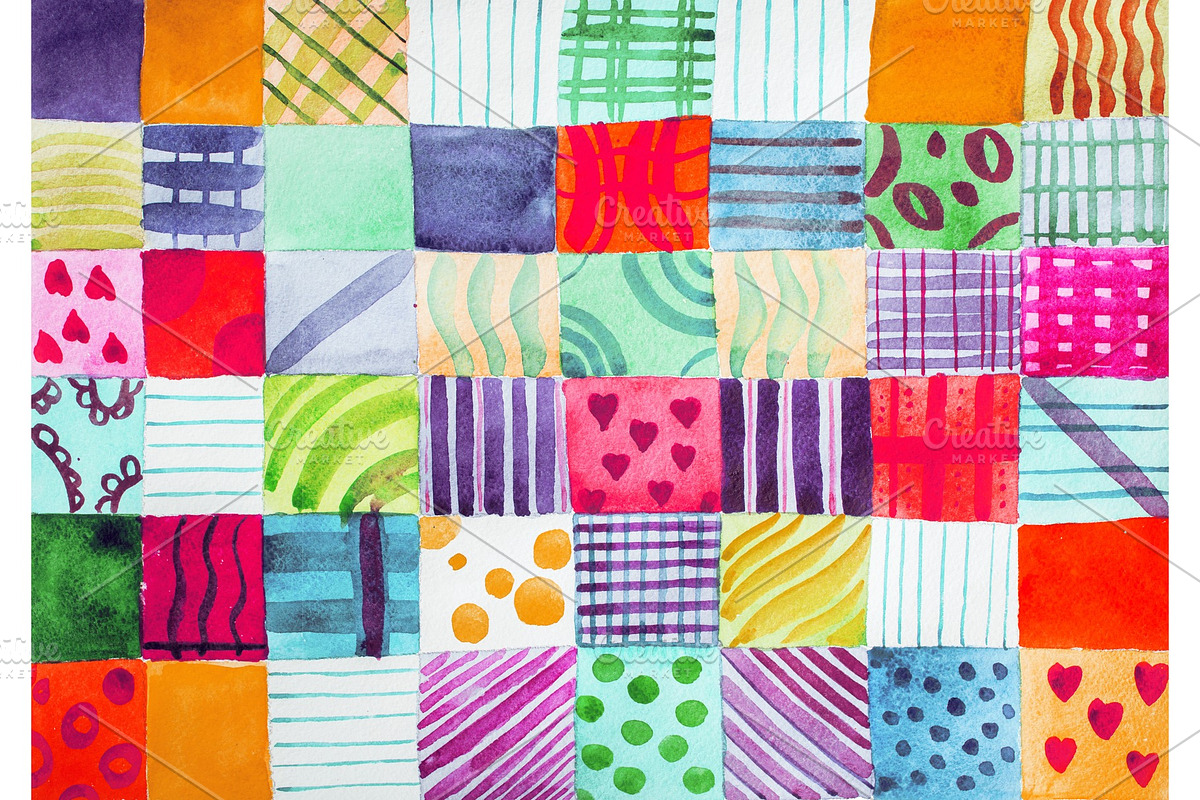 Patchwork quilt. Set of colorful in Illustrations - product preview 8