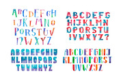 Colorful watercolor aquarelle font