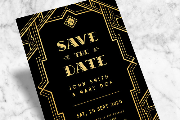 Art Deco Wedding Invitation Suite in Wedding Templates - product preview 3