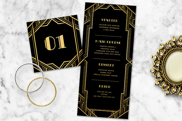 Art Deco Wedding Invitation Suite in Wedding Templates - product preview 5
