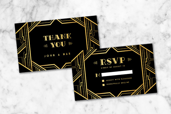 Art Deco Wedding Invitation Suite in Wedding Templates - product preview 6