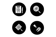 Fish preparation glyph icons set