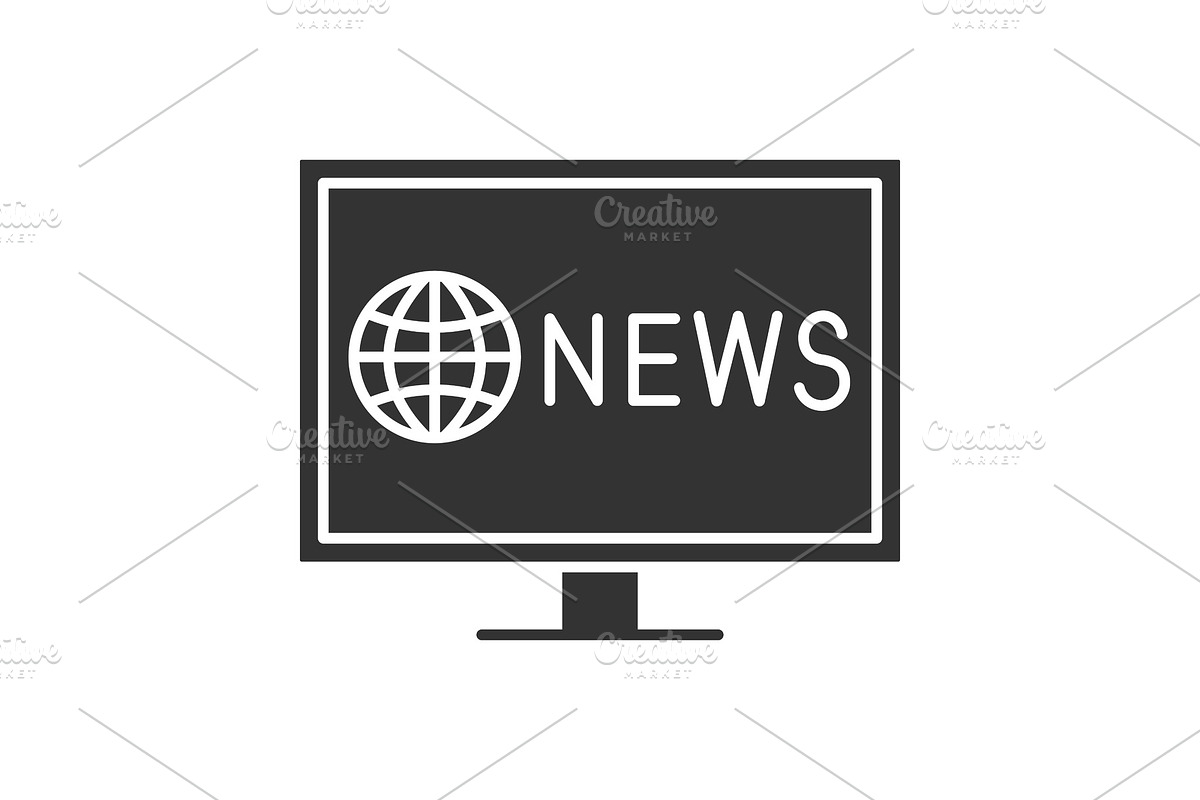 TV news glyph icon in Graphics - product preview 8