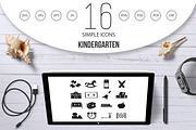 Kindergarten symbol icons set 
