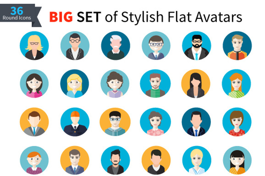 Set of Stylish Avatars Man and Woman in Graphics - product preview 8