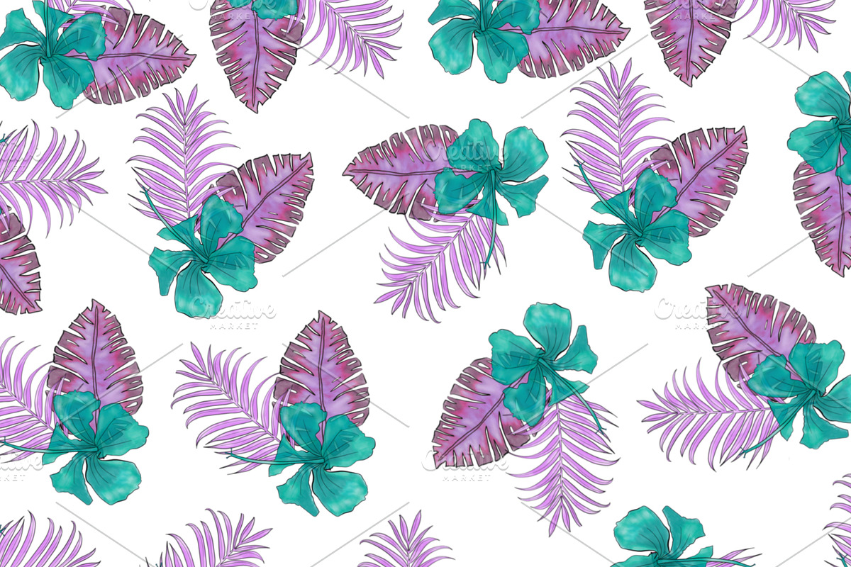 Tropical Background Digital Paper in Patterns - product preview 8