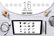 Light source symbols icons set 
