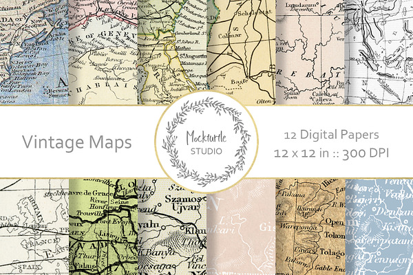 Vintage Maps digital paper