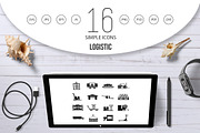 Logistic icons set, simple style