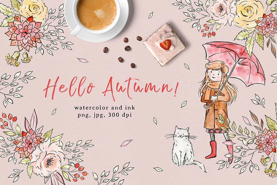 Hello Autumn! - watercolor & ink