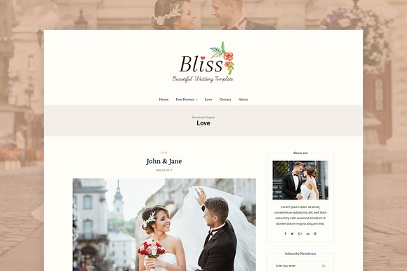 Bliss - Wedding WordPress Blog Theme in WordPress Blog Themes - product preview 3