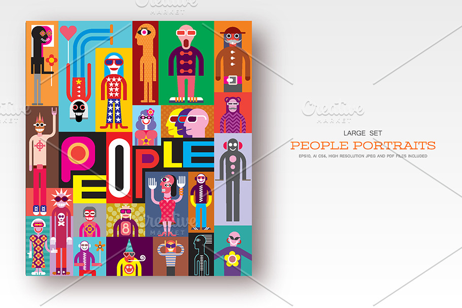 People portraits flat style vector  in Illustrations - product preview 8