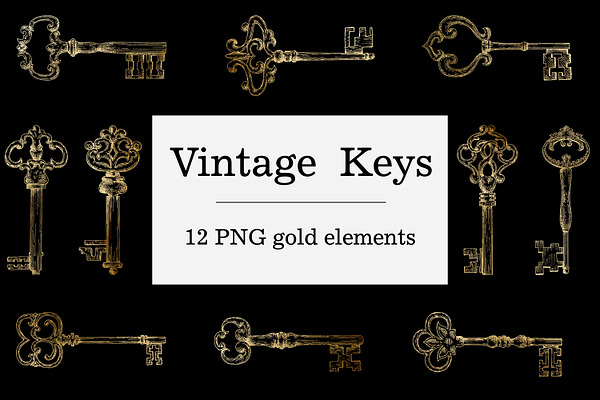 Gold Vintage Keys - Gothic Design