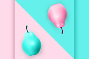 Painted pink and turquoise pears