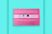 Painted Retro pink cassette tapes