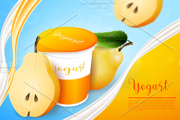 Pears yogurt ads template background