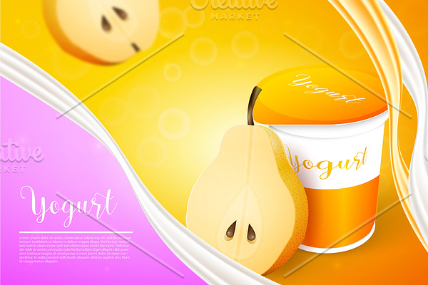 Pears yogurt ads template background