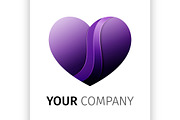 Purple heart Logo design ribbon