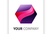 Purple hexagon Logo design ribbon
