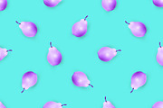 Purple pear on turquoise background