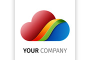 Rainbow cloud Logo design ribbon