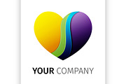 Rainbow heart Logo design ribbon
