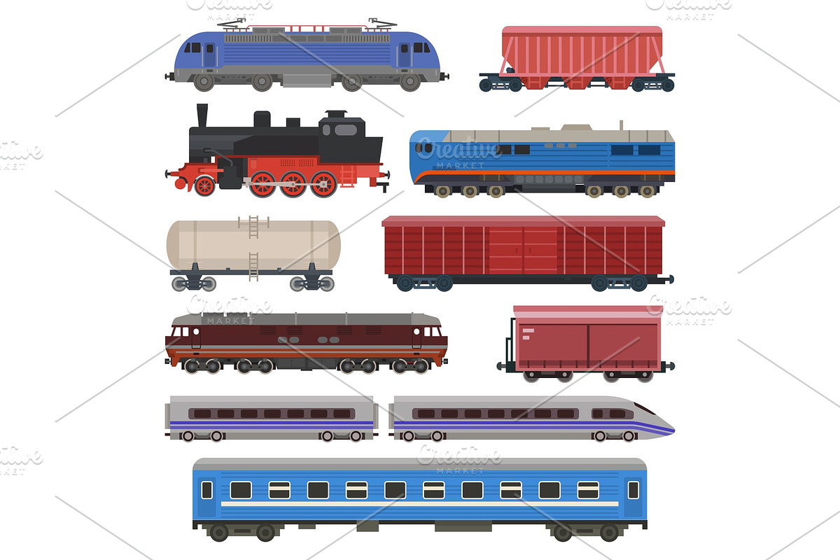 Train vector railway transport in Illustrations - product preview 8