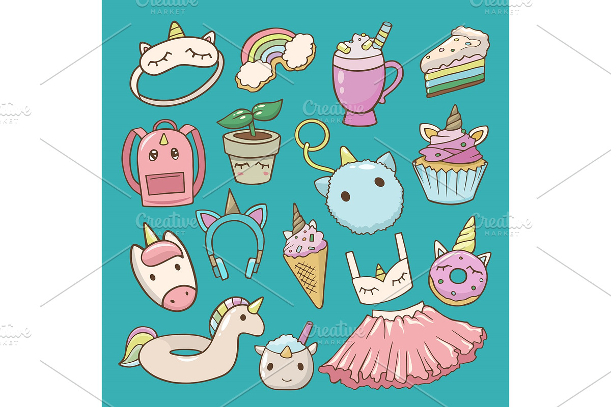 Unicorn vector cartoon kids in Illustrations - product preview 8