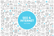 Seo and internet line icons pattern