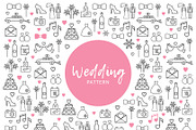 Wedding line icons pattern