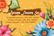 Autumn flowers set