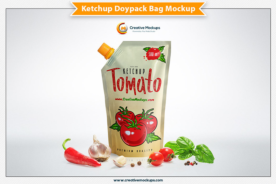 Ketchup Doypack Bag Mockup in Product Mockups - product preview 8