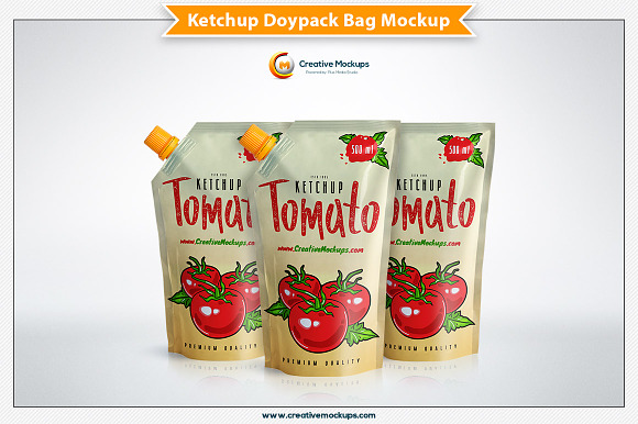 Ketchup Doypack Bag Mockup in Product Mockups - product preview 1