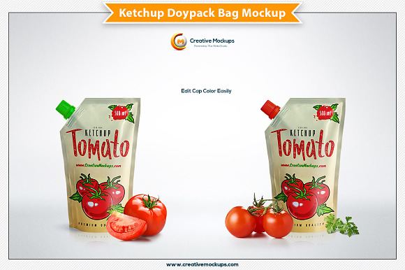 Ketchup Doypack Bag Mockup in Product Mockups - product preview 3