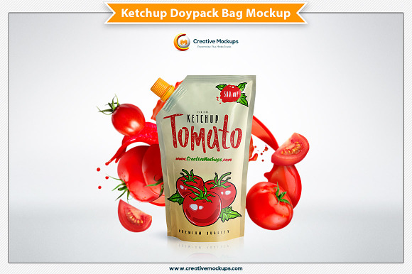 Ketchup Doypack Bag Mockup in Product Mockups - product preview 4