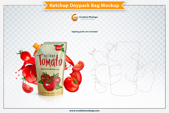 Ketchup Doypack Bag Mockup in Product Mockups - product preview 5