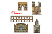 Tourist sights of France icons