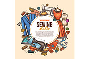 Sewing sketch poster for tailor shop