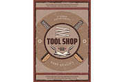 Tool shop banner with equipment
